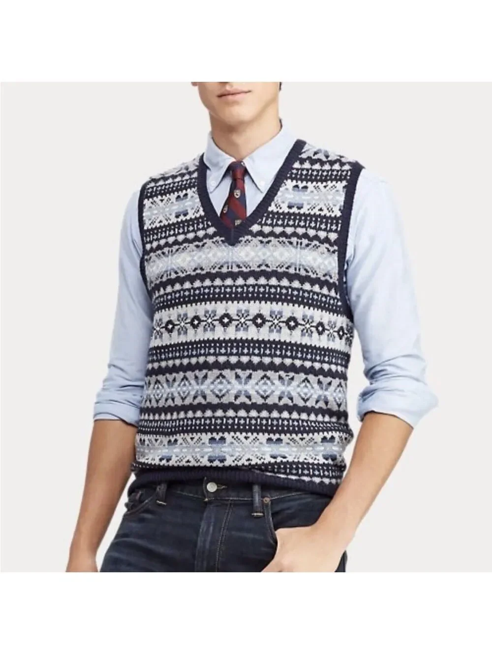 Polo Ralph Lauren Fair Isle Cashmere Blend Sweater Vest Mens XL Knit